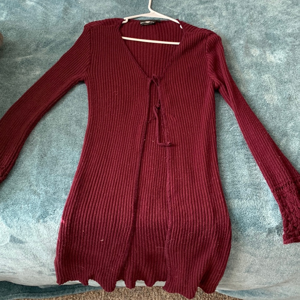 Long Burgundy Cardigan